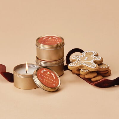 Thymes Gingerbread Travel Tin Candle & Gingerbread decorated cookies